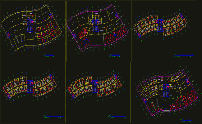 Denah Hotel AutoCAD File with 2D Floor Plan and Architectural Layouts