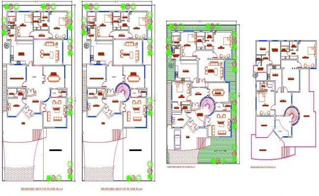 Modern House AutoCAD DWG with Ground and First Floor Plan Layout