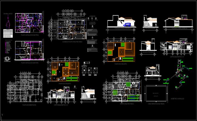 Modern Bungalows AutoCAD File with Complete 2D Architectural Drawings