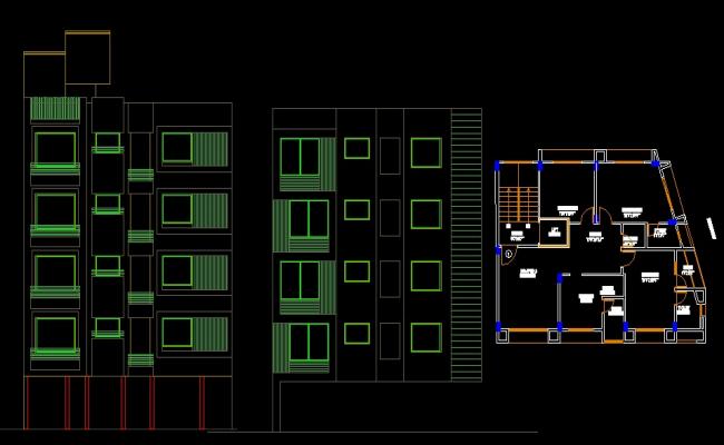 3 BHK Apartment Design CAD Drawing in AutoCAD for Architecture