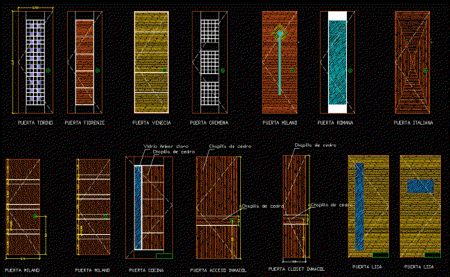 Italian Wooden and Glass Door AutoCAD DWG File Design Collection