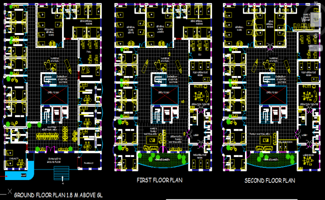 Hospital Design 2D CAD Drawing File for Architecture and Planning