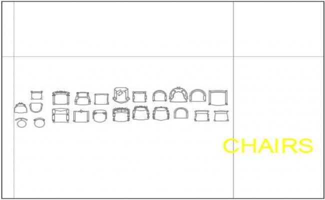 2D AutoCAD Drawing of Multiple Chair Designs in DWG File