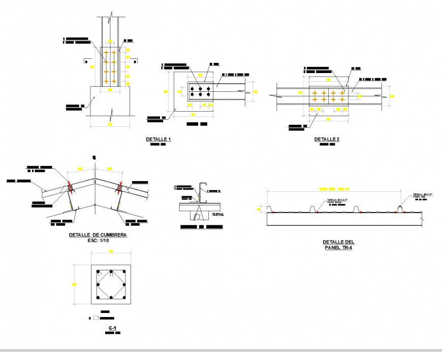 Column to king post section plan autocad file