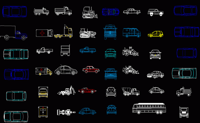 Vehicle Blocks CAD Drawings and 2D AutoCAD Design Layout in DWG File