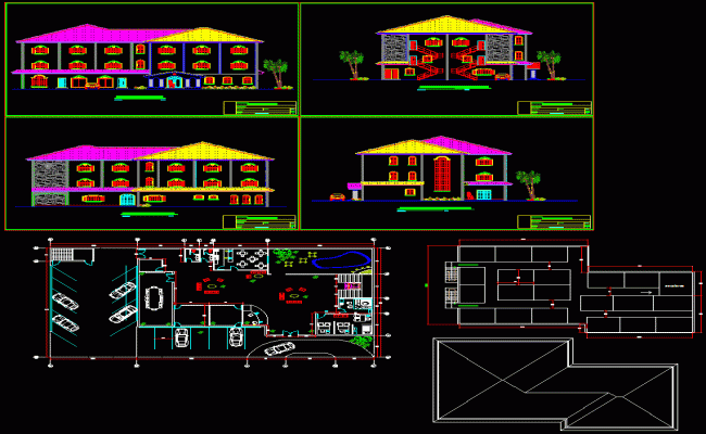 La Villa Hotel AutoCAD drawing with complete floor plan layout