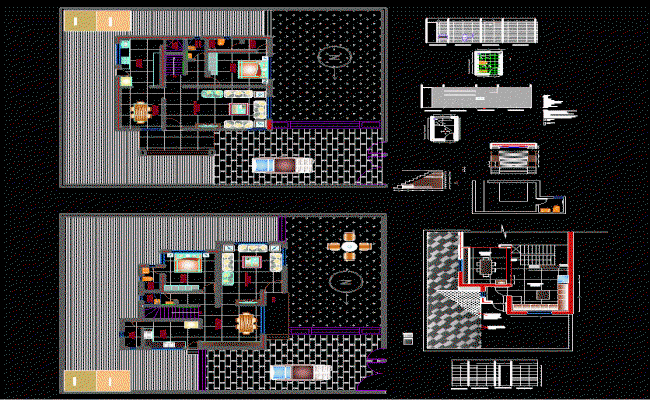 Bungalow Interior Design CAD Drawings for Architecture Projects