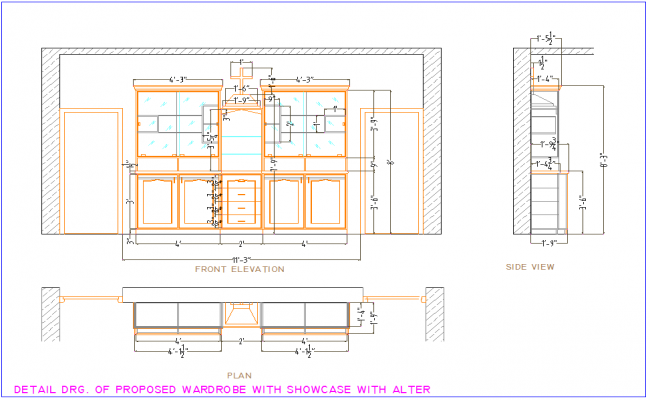 Wall Unit with Altar AutoCAD DWG Design Plan with Front and Side View
