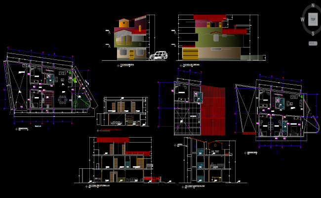 Modern Two Floor Bungalow AutoCAD DWG File with Plans and Views