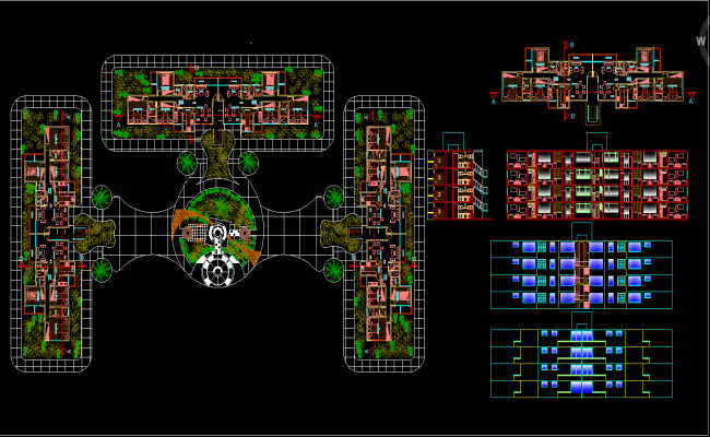 Modern Apartment Building AutoCAD DWG File with Plans and Layouts