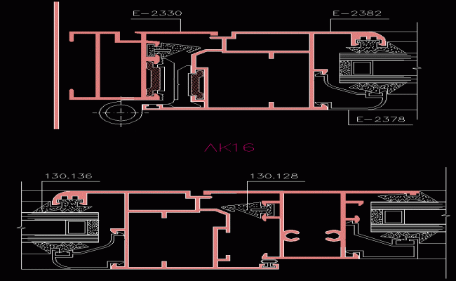 Aluminum Window Frame 2D CAD Drawing File for Architects and Designers