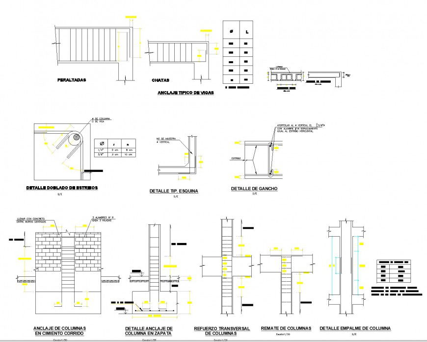 Detail of bolt nut foundation section layout file