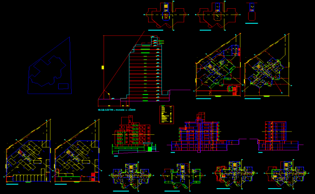 Multistorey Apartment Building AutoCAD DWG Drawing File Layout