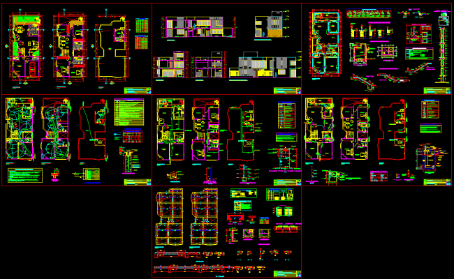 Modern Bungalow AutoCAD 2D DWG File with Furniture and Elevation Plan
