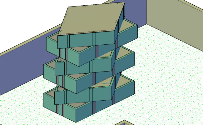 Rectangular 3D Rotate House CAD File with Unique Angle Design