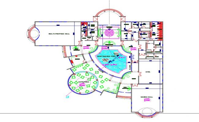 Modern Club House DWG CAD Layout for Architectural and Interior Design