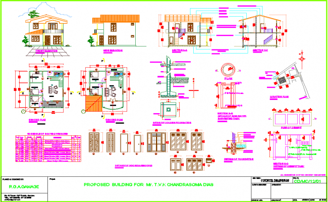 Sample House Design AutoCAD DWG File with Plans and Elevations
