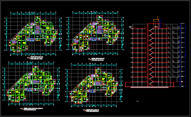 Apartment Design AutoCAD DWG File with Floor Plans and Elevation View