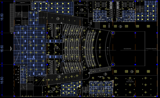 Detailed Multiplex Theater Design Layout with Seating Plan DWG File
