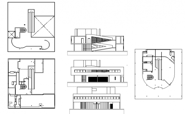 Villa Savoye AutoCAD DWG Drawing with Floor Plan and Elevation