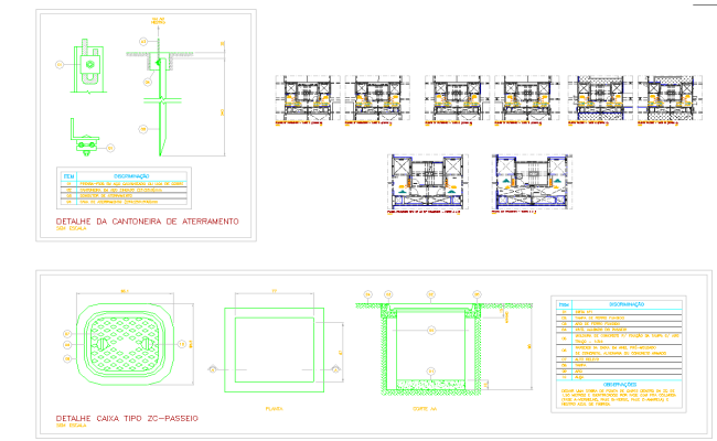 Utility Box Grounding System Layout Drawing in CAD File