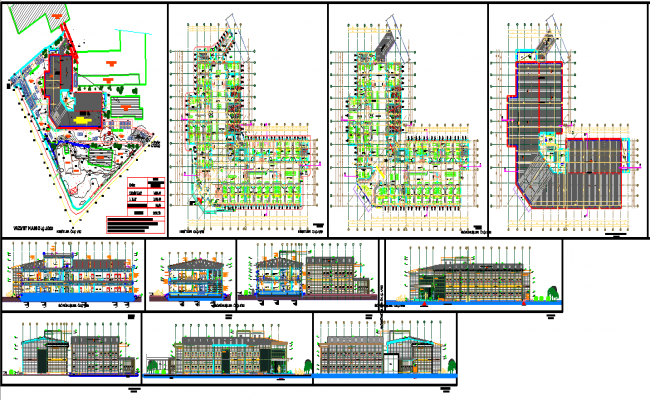 Hospital Layout DWG with 92m by 65m Detailed Multi Level Design