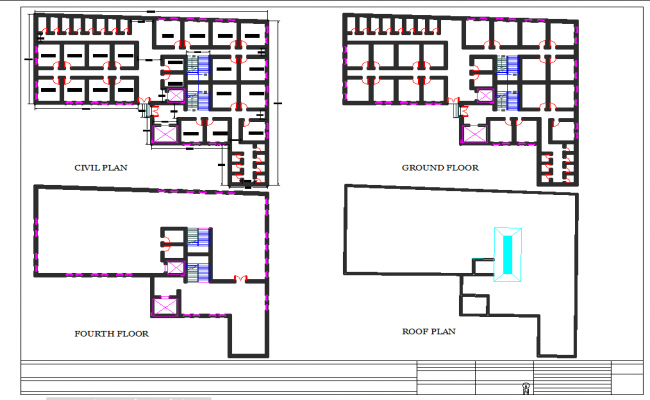 Engineering College Building Layout with Detail Floor Plan in DWG File