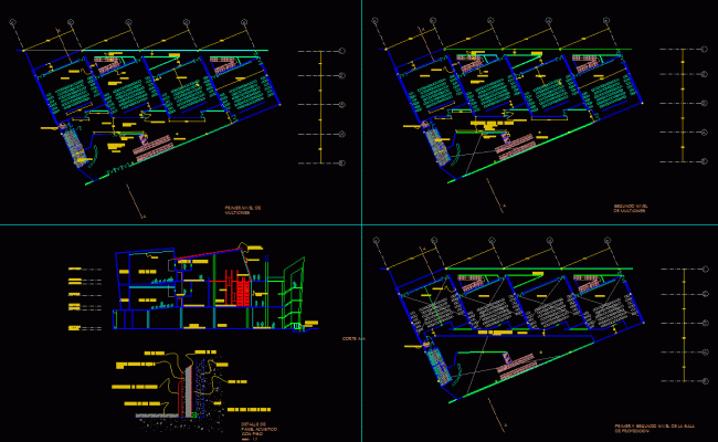 Cinema Project AutoCAD DWG with Floor Plans, Sections, and Details
