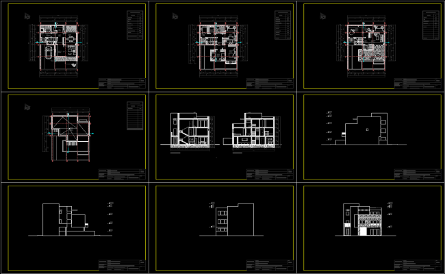 House Design CAD Drawing with Floor Plan Elevation and Section Details