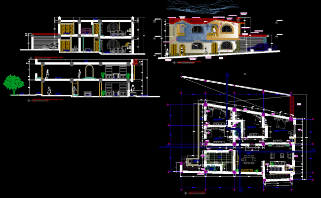 Modern Home AutoCAD DWG File with Floor Plan and Section Layout