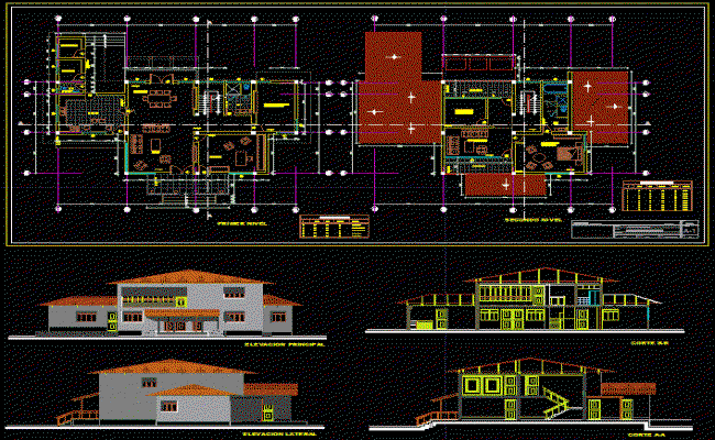 American Bungalow AutoCAD File with Detailed 2D Architectural Drawings