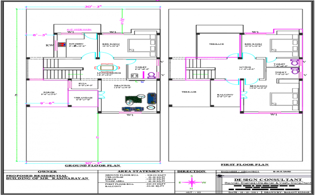 Small house AutoCAD DWG plan with detailed ground floor layout