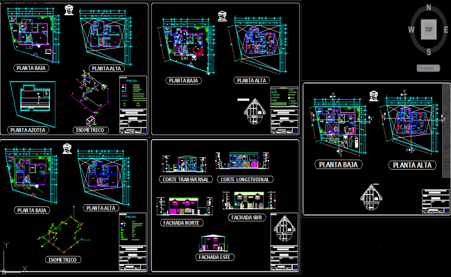 Traditional House AutoCAD Drawing with Floor Plans and Sections