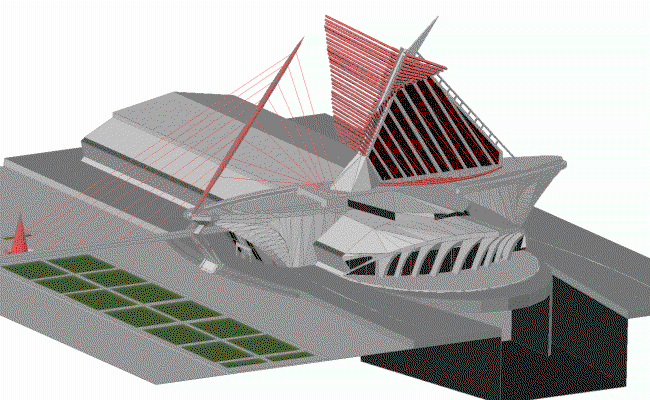 Milwaukee Art Museum 3D CAD Drawing File in DWG Format of Architecture
