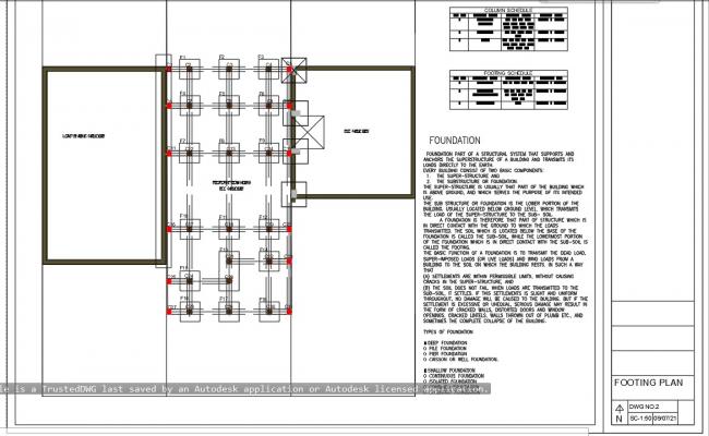 Foundation Plan Drawing Free Download DWG File