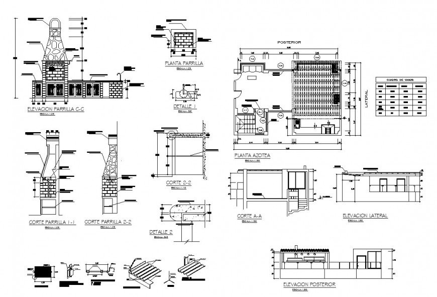 Structure Building Blocks Architectural Cad Bungalows 3d