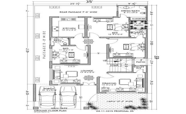 35X42 Home Furniture structure Plan JPEG for CAD Design Layout