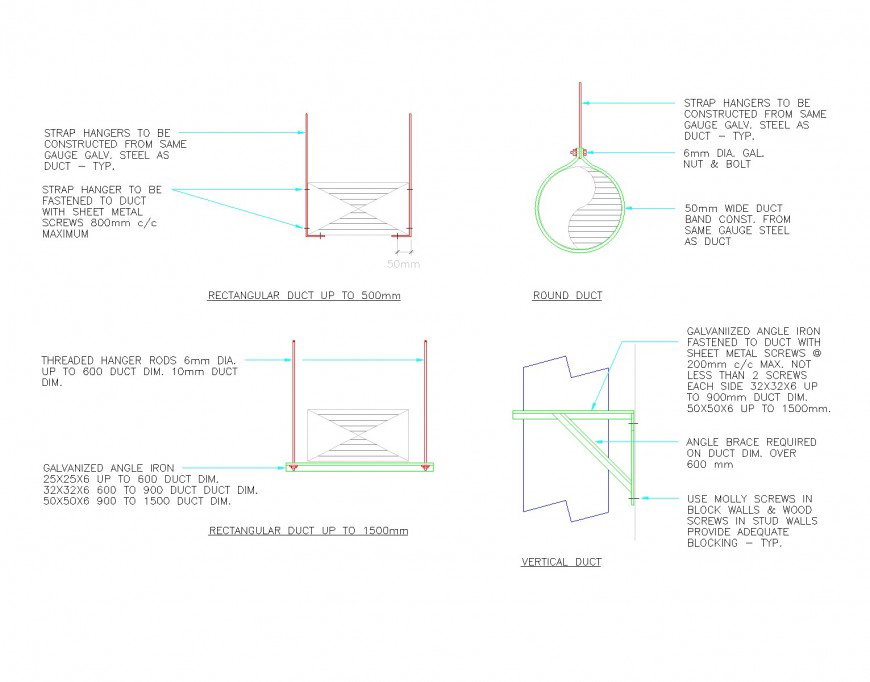 Structural Duct Support Metal Ductwork Cad Details Outsource Structural Steel Fabrication