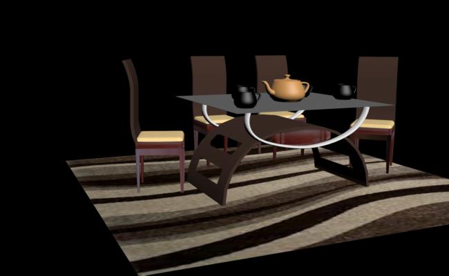 3D Interior Dining Table and Chair Furniture Design CAD DWG Model
