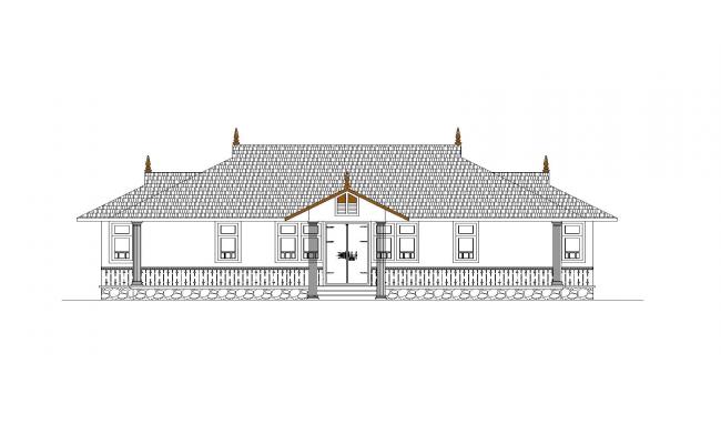 span roof house elevation dwg file