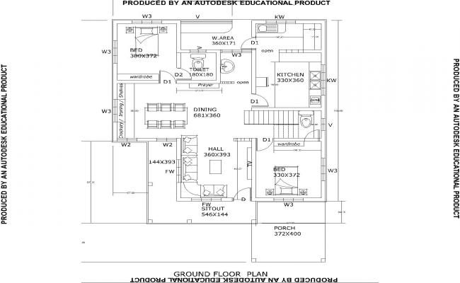 Town house plan AutoCAD drawing