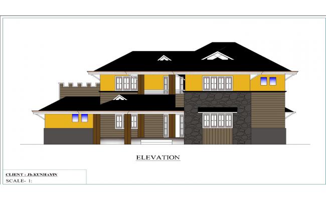canada house elevation design dwg file