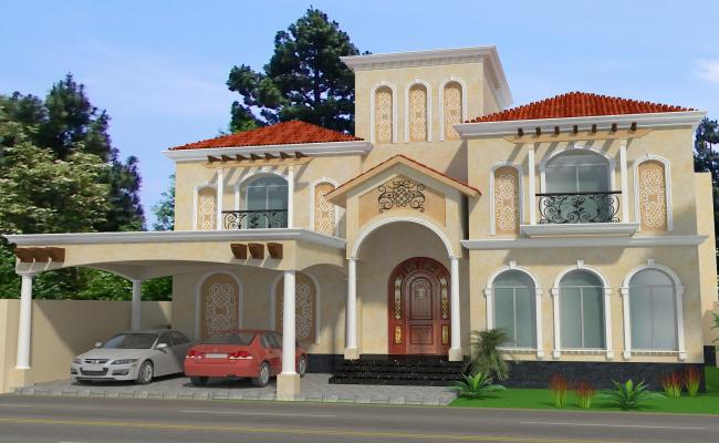modern luxury vill design in 3d elevation Design.