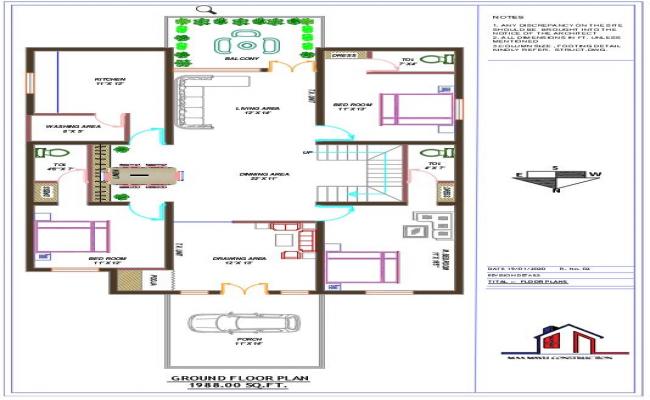 North-Facing 3 BHK House Plan DWG File with Detailed AutoCAD Layout
