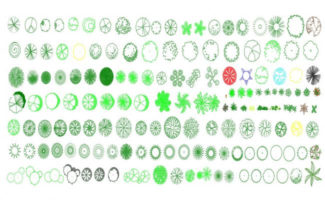 plants, trees and flowers cad blocks