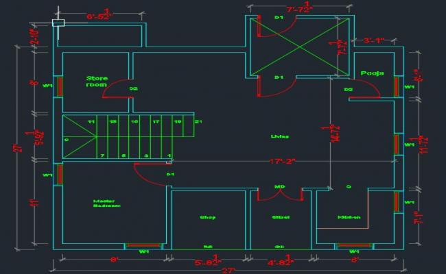 residence plan drawing dwg file