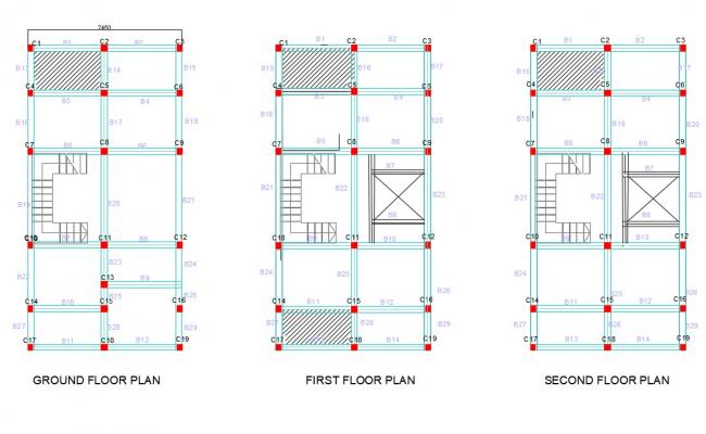 row house structural plan drawing