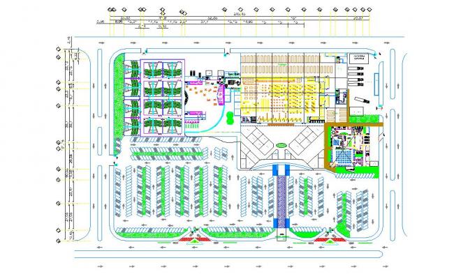 Shopping Mall Architectural Site Layout Plan With Parking Dimensions