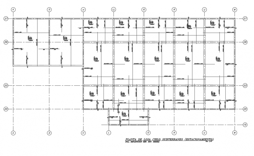 Structure view of plan of foundation dwg file