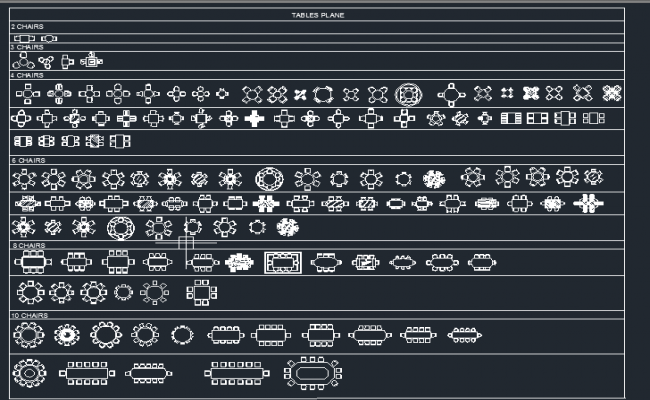 AutoCAD Table Block DWG for Interior and CAD Drafting